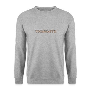 Chemnitz Hund - Unisex Pullover - Weißgrau meliert - Vorne - Alina (178cm) & Michal (187cm)