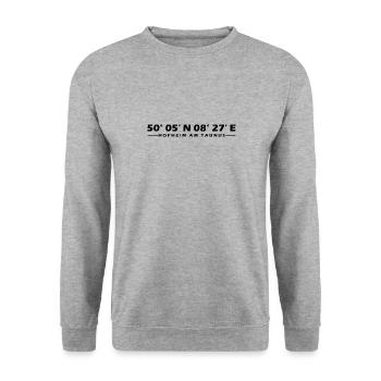 Hofheim am Taunus Koordinaten - Unisex Pullover - Weißgrau meliert - Vorne - Alina (178cm) & Michal (187cm)