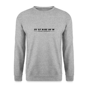Miami Gardens Koordinaten - Unisex Pullover - Weißgrau meliert - Vorne - Alina (178cm) & Michal (187cm)