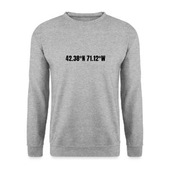Coordonnées Cambridge, Massachusetts, États-Unis - Sweat-shirt Unisexe - gris chiné - Devant - Alina (178cm) & Michal (187cm)