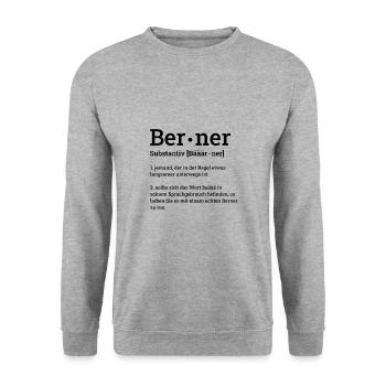 Berner Definition Bern Lustig Geschenk Bärn Bärner - Unisex Pullover - Weißgrau meliert - Vorne - Alina (178cm) & Michal (187cm)