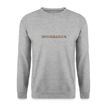 Wiesbaden Hund - Unisex Pullover - Weißgrau meliert - Vorne - Alina (178cm) & Michal (187cm)