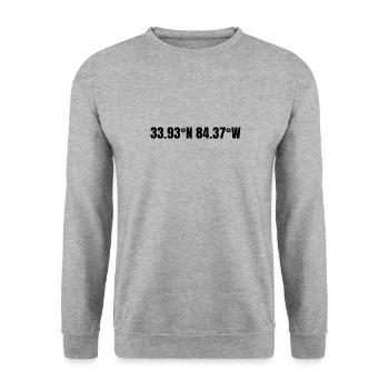 Sandy Springs Georgia USA Koordinaten - Unisex Pullover - Weißgrau meliert - Vorne - Alina (178cm) & Michal (187cm)