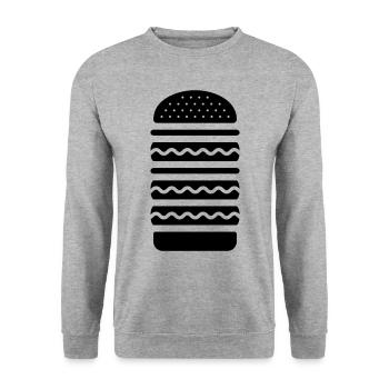 Big Burger Küche - Unisex Pullover - Weißgrau meliert - Vorne - Alina (178cm) & Michal (187cm)