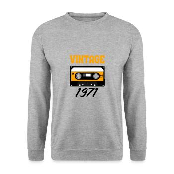 Vintage 1971 Year of construction 1971 Year of birth 1971 - Unisex Sweatshirt - salt & pepper - Front - Alina (178cm) & Michal (187cm)
