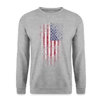 Verblasste US-Flagge vertikal - Unisex Pullover - Weißgrau meliert - Vorne - Alina (178cm) & Michal (187cm)