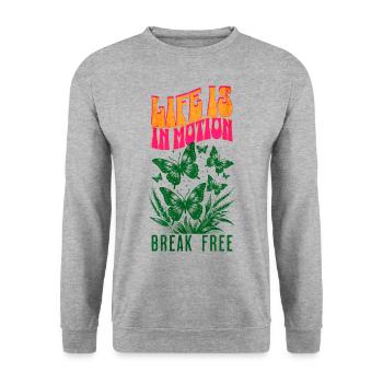 Life is in Motion Break Free - Unisex Sweatshirt - salt & pepper - Front - Alina (178cm) & Michal (187cm)