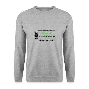 Leber überraschen - Unisex Pullover - Weißgrau meliert - Vorne - Alina (178cm) & Michal (187cm)