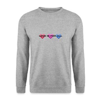 LOVE IS FOR ALL - Unisex Pullover - Weißgrau meliert - Vorne - Alina (178cm) & Michal (187cm)