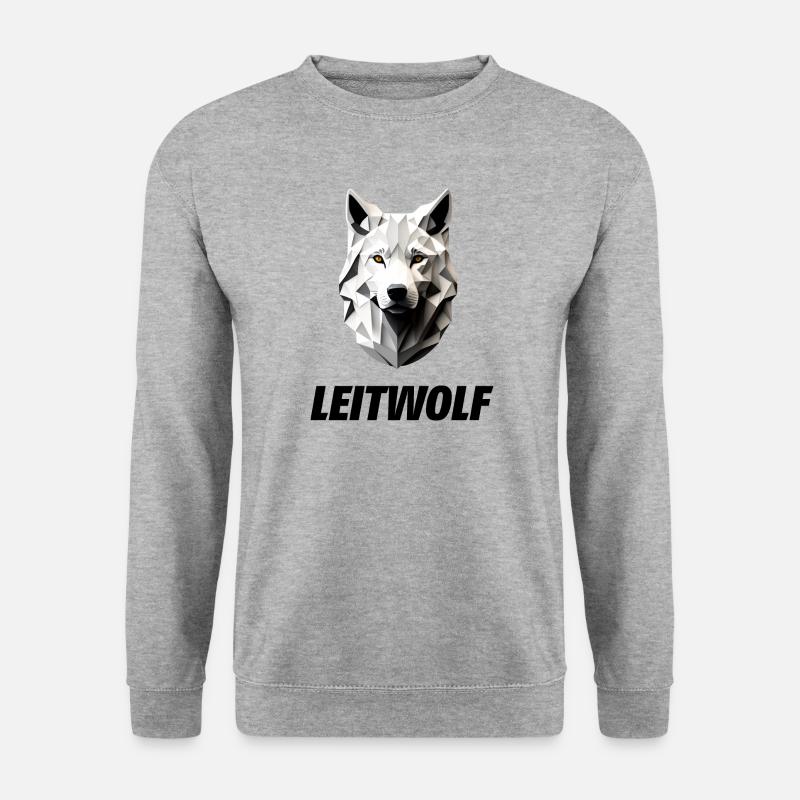 weißer Kopf vom Leitwolf - Unisex Pullover - Weißgrau meliert