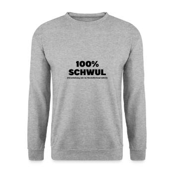 100% schwul - Unisex Pullover - Weißgrau meliert - Vorne - Alina (178cm) & Michal (187cm)