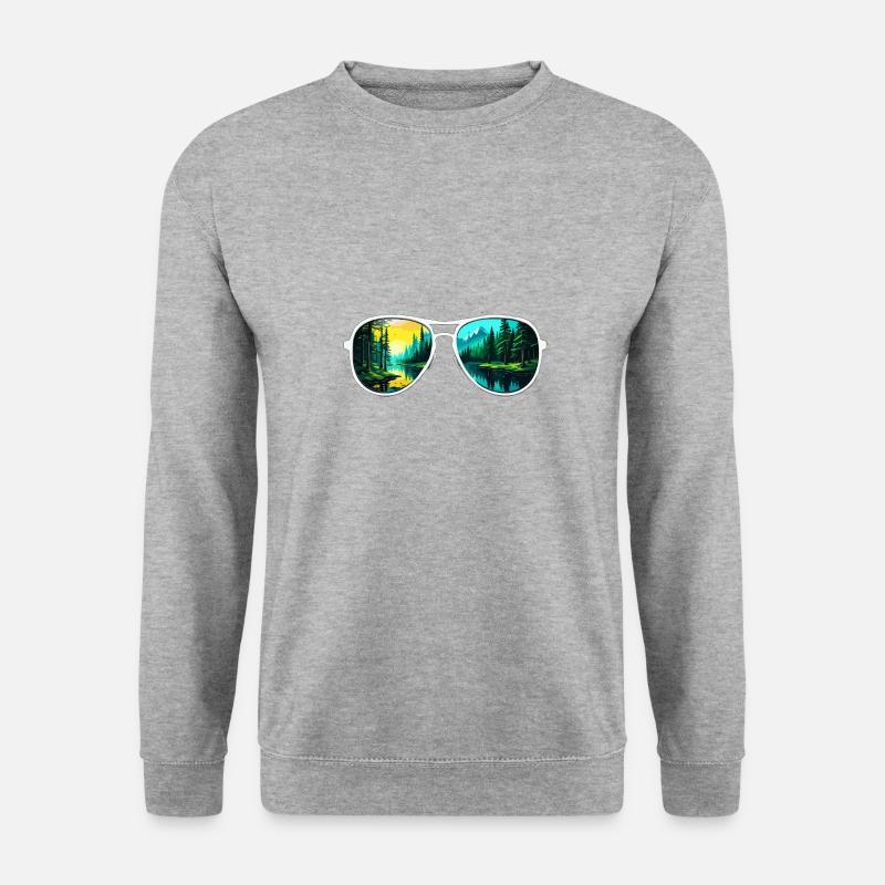 Sonnenbrille / Reflektion / Wald / Spiegelung - Unisex Pullover - Weißgrau meliert
