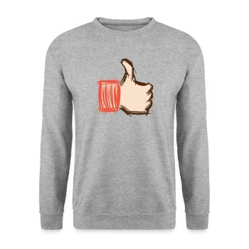 Pouce levé, pouce baissé, emoji dessiné à la main - Sweat-shirt Unisexe - gris chiné - Devant - Alina (178cm) & Michal (187cm)