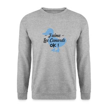 J'aime les canards Ok - Sweat-shirt Unisexe - gris chiné - Devant - Alina (178cm) & Michal (187cm)