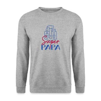 Super Papy Bricoleur - Sweat-shirt Unisexe - gris chiné - Devant - Alina (178cm) & Michal (187cm)