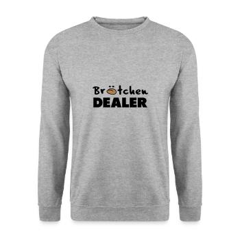 Brötchen Dealer Bäckerei - Unisex Pullover - Weißgrau meliert - Vorne - Alina (178cm) & Michal (187cm)