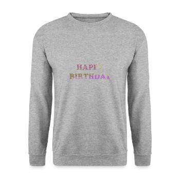JAHRESTAG. ALLES GUTE ZUM GEBURTSTAG!. ALLES GUTE ZUM GEBURTSTAG!. - Unisex Pullover - Weißgrau meliert - Vorne - Alina (178cm) & Michal (187cm)