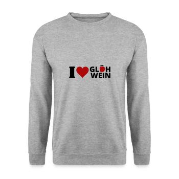 I love Glühwein - Unisex Pullover - Weißgrau meliert - Vorne - Alina (178cm) & Michal (187cm)