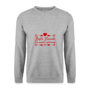 Beste Freunde für immer - Unisex Pullover - Weißgrau meliert - Vorne - Alina (178cm) & Michal (187cm)