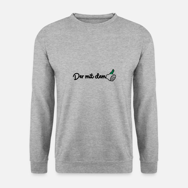 Der mit dem grünen Daumen - Unisex Pullover - Weißgrau meliert