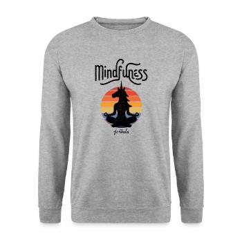 Mindfulness My Formula: Serene Unicorn Meditation - Unisex Sweatshirt - salt & pepper - Front - Alina (178cm) & Michal (187cm)