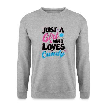 Just A Girl Who Loves Candy - Süßigkeiten - Unisex Pullover - Weißgrau meliert - Vorne - Alina (178cm) & Michal (187cm)