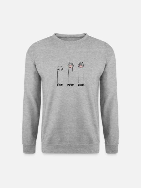 STEIN PAPIER SCHERE als süsse Katzenpfoten - Unisex Pullover - Weißgrau meliert