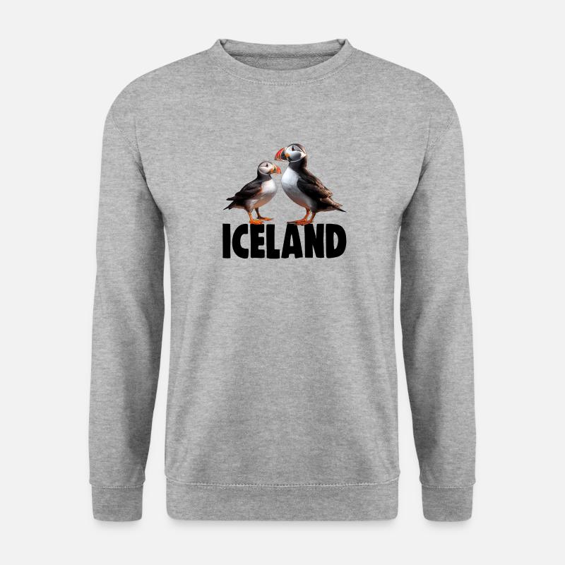 ISLAND PUFFINS - Unisex Pullover - Weißgrau meliert