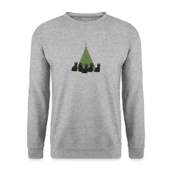 5 cats under christmastree - Unisex Sweatshirt - salt & pepper - Front - Alina (178cm) & Michal (187cm)