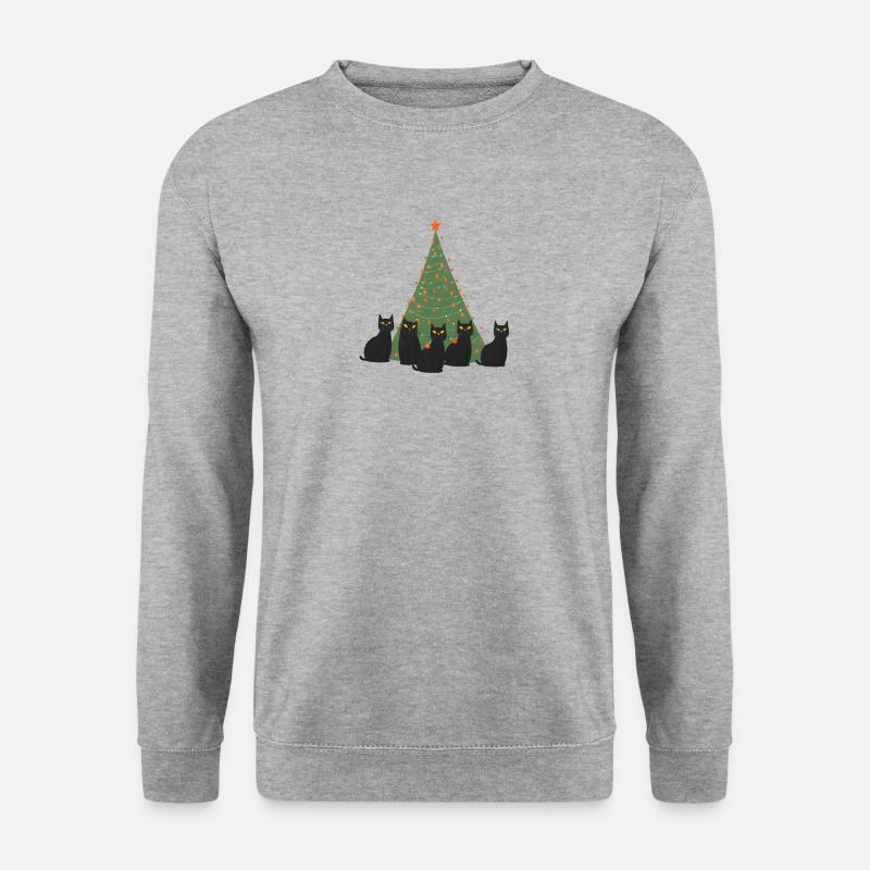 5 cats under christmastree - Unisex Pullover - Weißgrau meliert