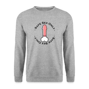 safe sex only - Unisex Pullover - Weißgrau meliert - Vorne - Alina (178cm) & Michal (187cm)