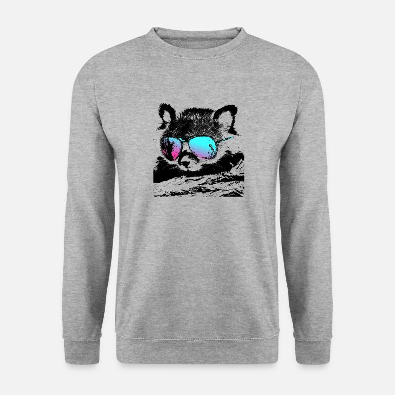 Roter Panda mit Sonnenbrille - Unisex Pullover - Weißgrau meliert