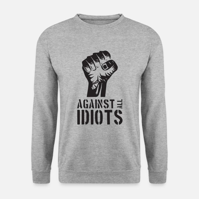 Against all Idiots - Unisex Pullover - Weißgrau meliert