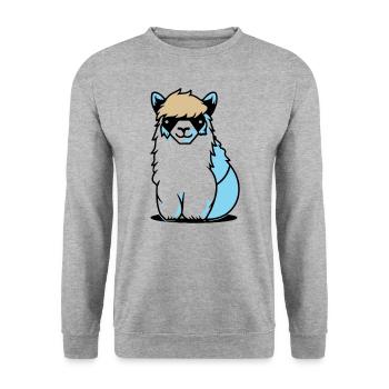 Cool Lama - Unisex Pullover - Weißgrau meliert - Vorne - Alina (178cm) & Michal (187cm)