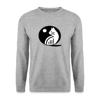Katze - Unisex Pullover - Weißgrau meliert - Vorne - Alina (178cm) & Michal (187cm)