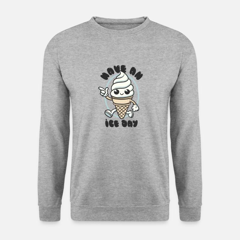 Have an Ice Day - Süßes Eiscreme Maskottchen - Unisex Pullover - Weißgrau meliert