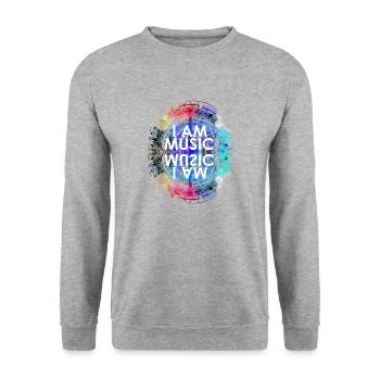 I Am Music Double - Unisex Pullover - Weißgrau meliert - Vorne - Alina (178cm) & Michal (187cm)