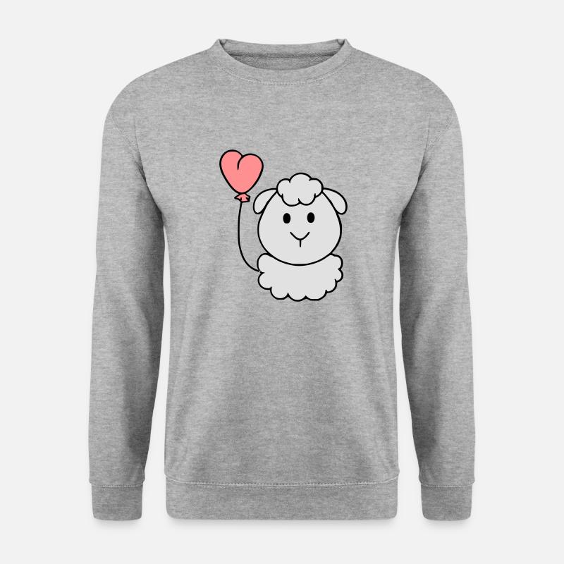 Schäfchen mit Herzballon - Unisex Pullover - Weißgrau meliert