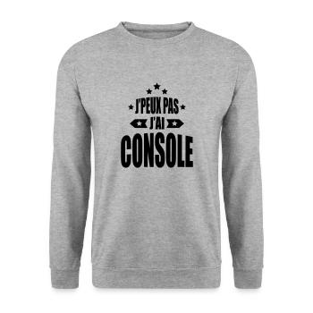j'peux pas j'ai console - Sweat-shirt Unisexe - gris chiné - Devant - Alina (178cm) & Michal (187cm)