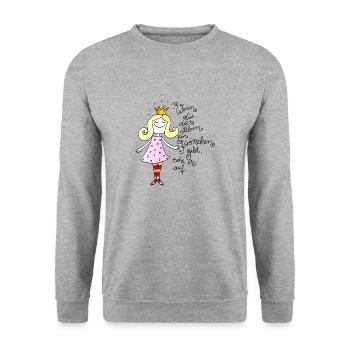 Wenn dir das Leben ein Krönchen gibt - Unisex Pullover - Weißgrau meliert - Vorne - Alina (178cm) & Michal (187cm)
