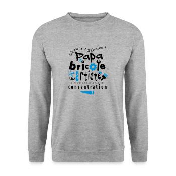 papa bricoleur - Sweat-shirt Unisexe - gris chiné - Devant - Alina (178cm) & Michal (187cm)