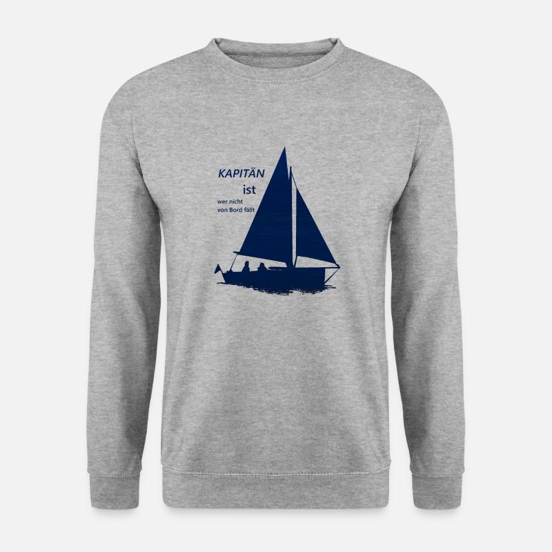 kapitän lustiger Spruch - Unisex Pullover - Weißgrau meliert