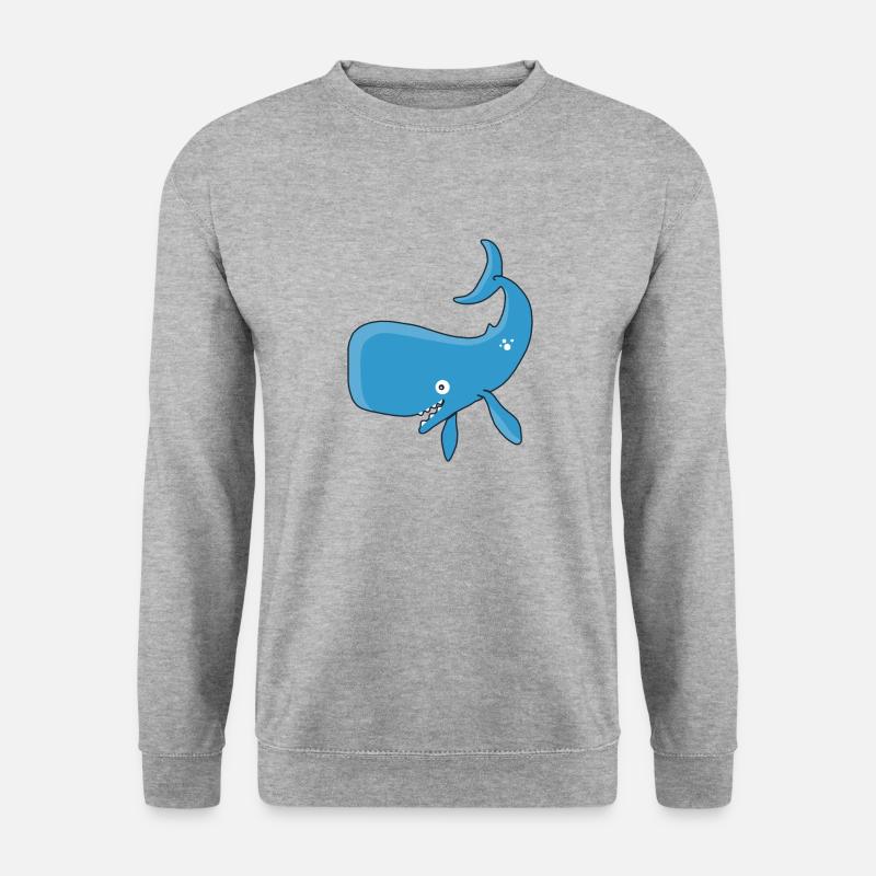 Kleiner blauer Wal - Unisex Pullover - Weißgrau meliert