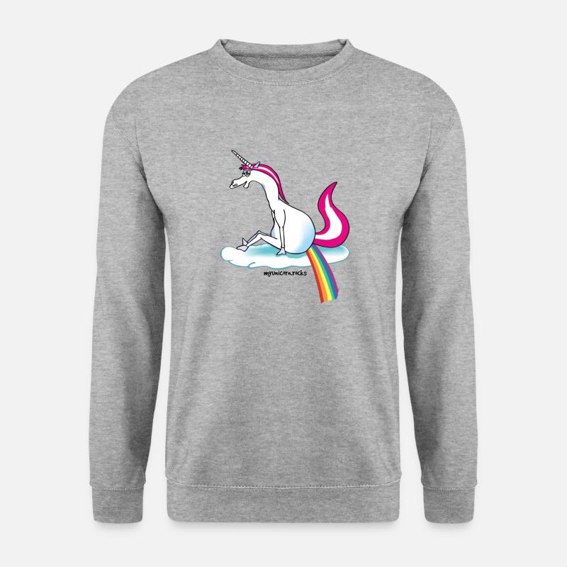 Unicorn pooping rainbow - Einhorn pupst Regenbogen - Unisex Pullover - Weißgrau meliert
