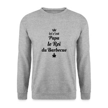 Ici c'est Papa le Roi du Barbecue - Sweat-shirt Unisexe - gris chiné - Devant - Alina (178cm) & Michal (187cm)