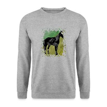 Cheval - Sweat-shirt Unisexe - gris chiné - Devant - Alina (178cm) & Michal (187cm)