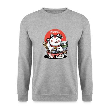 maneki neko lucky ramen - Unisex Sweatshirt - salt & pepper - Front - Alina (178cm) & Michal (187cm)