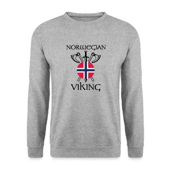 Norwegian viking Norwegen Geschenk - Unisex Pullover - Weißgrau meliert - Vorne - Alina (178cm) & Michal (187cm)