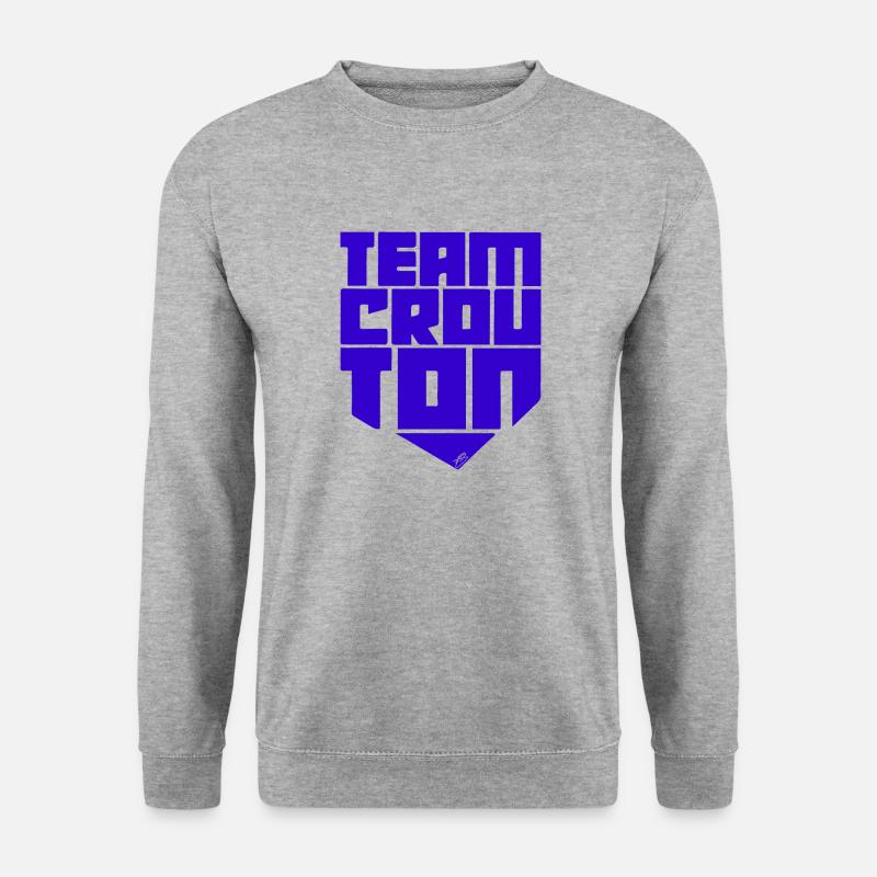 Team Crouton Blau - Unisex Pullover - Weißgrau meliert