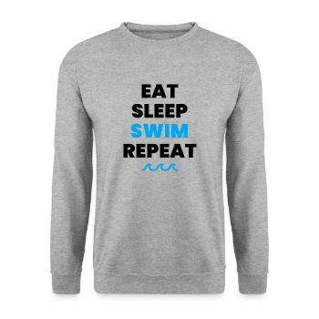 Eat Sleep Swim Repeat quote - Unisex Sweatshirt - salt & pepper - Front - Alina (178cm) & Michal (187cm)